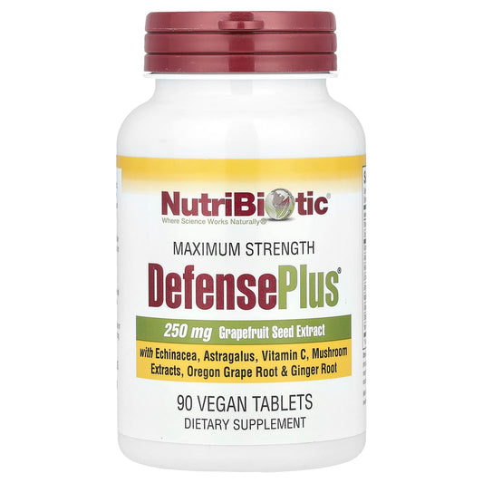 NutriBiotic, DefensePlus®, Maximum Strength, 90 Vegan Tablets - Image 1