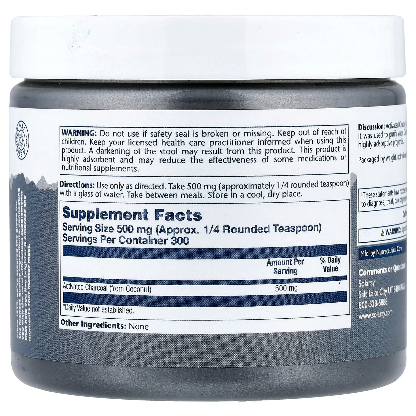 Solaray, Activated Charcoal Powder, 5.3 oz (150 g) - Image 2