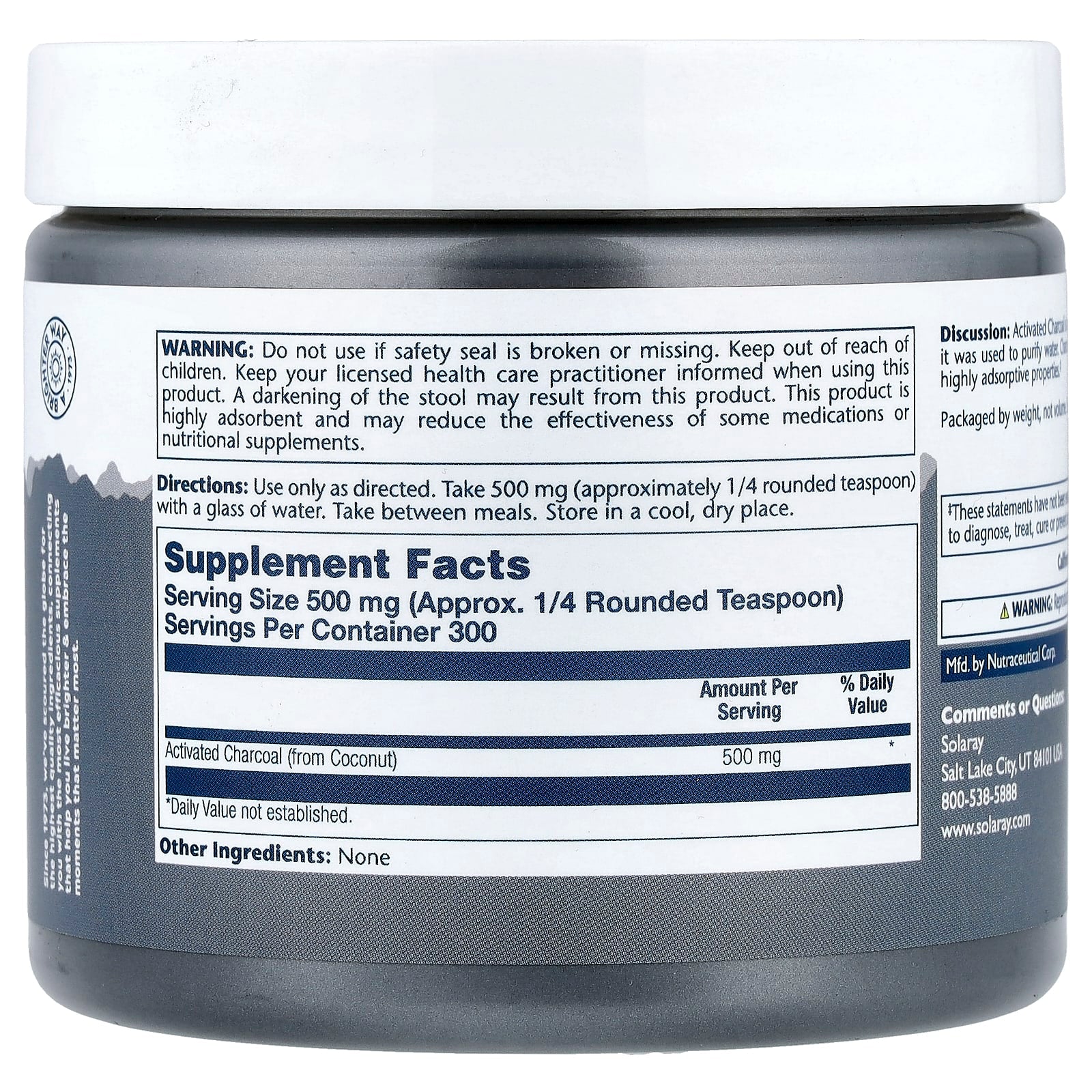 Solaray, Activated Charcoal Powder, 5.3 oz (150 g) - Image 2