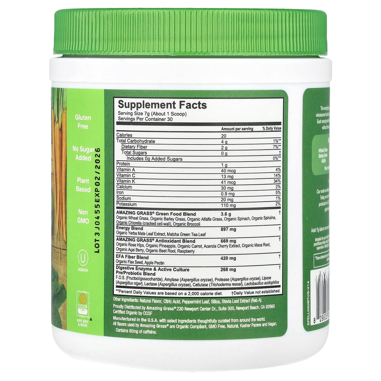 Amazing Grass Greens Blend with Lemon Lime Energy, 7.4 oz (210 g) - Image 2