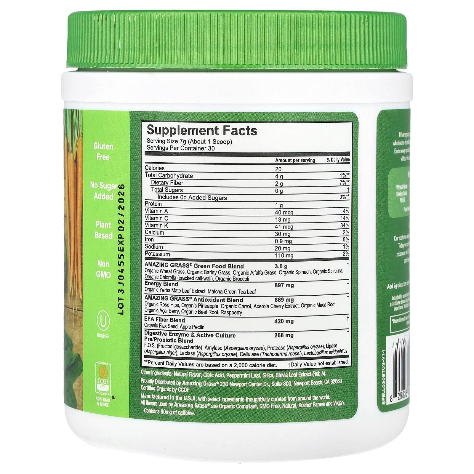 Amazing Grass Greens Blend with Lemon Lime Energy, 7.4 oz (210 g) - Image 2