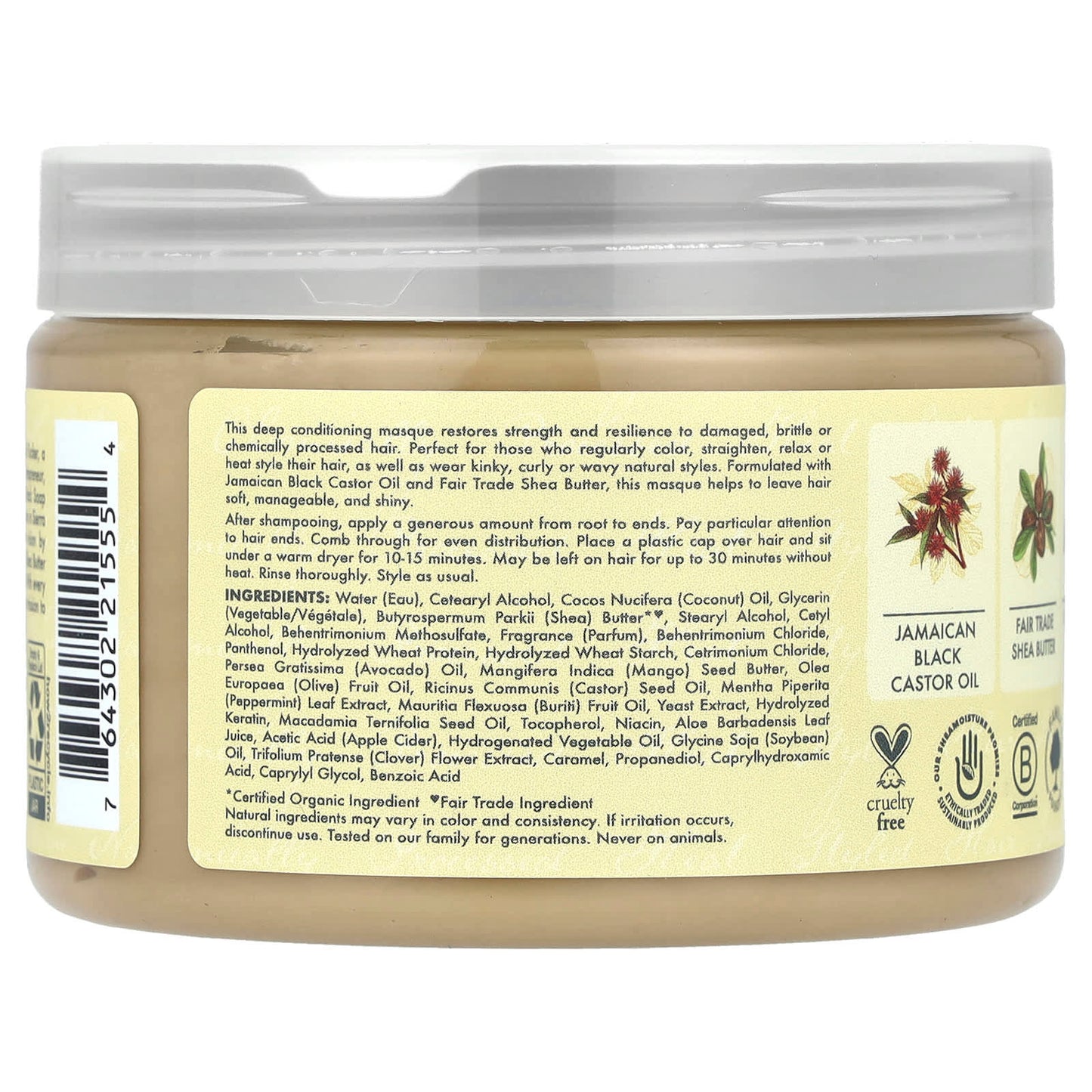 SheaMoisture, Jamaican Black Castor Oil, Strengthen & Restore Treatment Masque, 11.5 oz (326 g) - Image 2