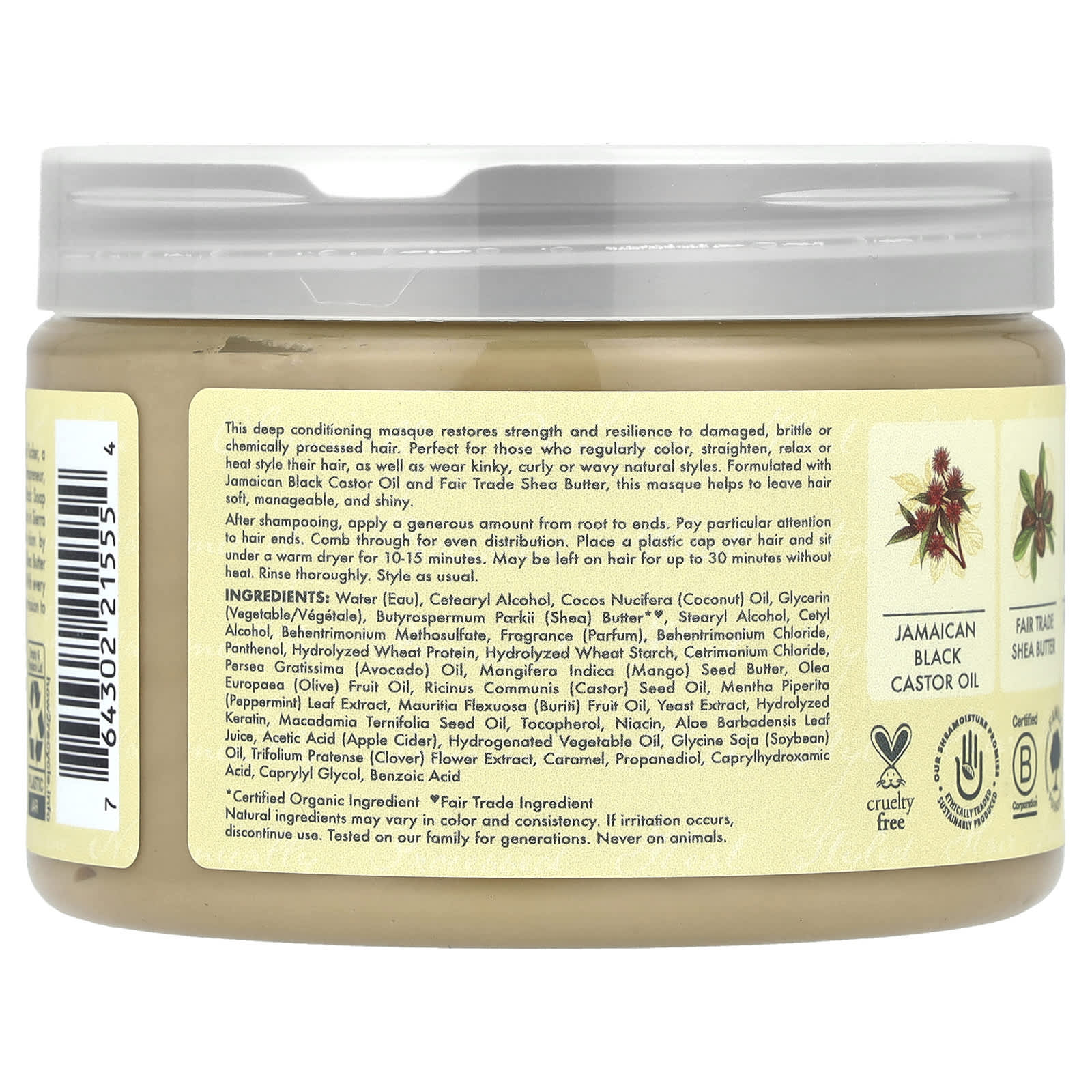 SheaMoisture, Jamaican Black Castor Oil, Strengthen & Restore Treatment Masque, 11.5 oz (326 g) - Image 2