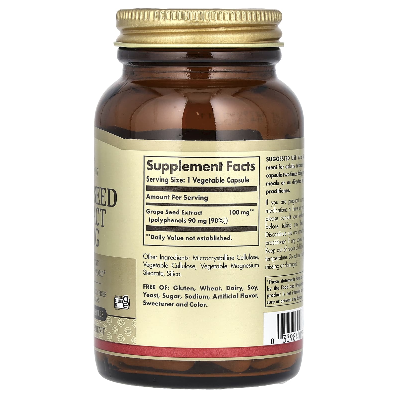 Solgar, Grape Seed Extract, 100 mg, 60 Vegetable Capsules