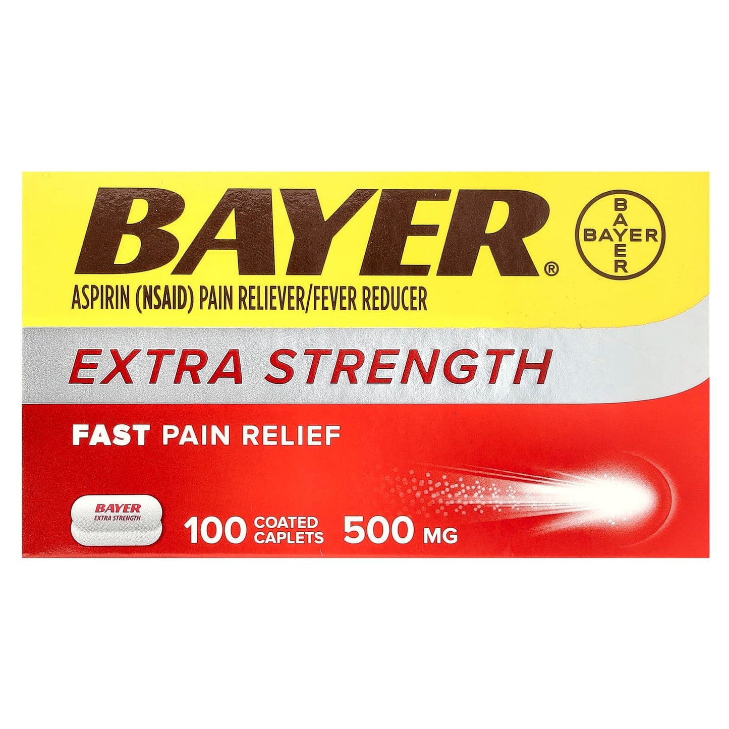 Bayer Extra Strength Aspirin, 500mg, Fast Pain Relief for Headaches & More - Image 1