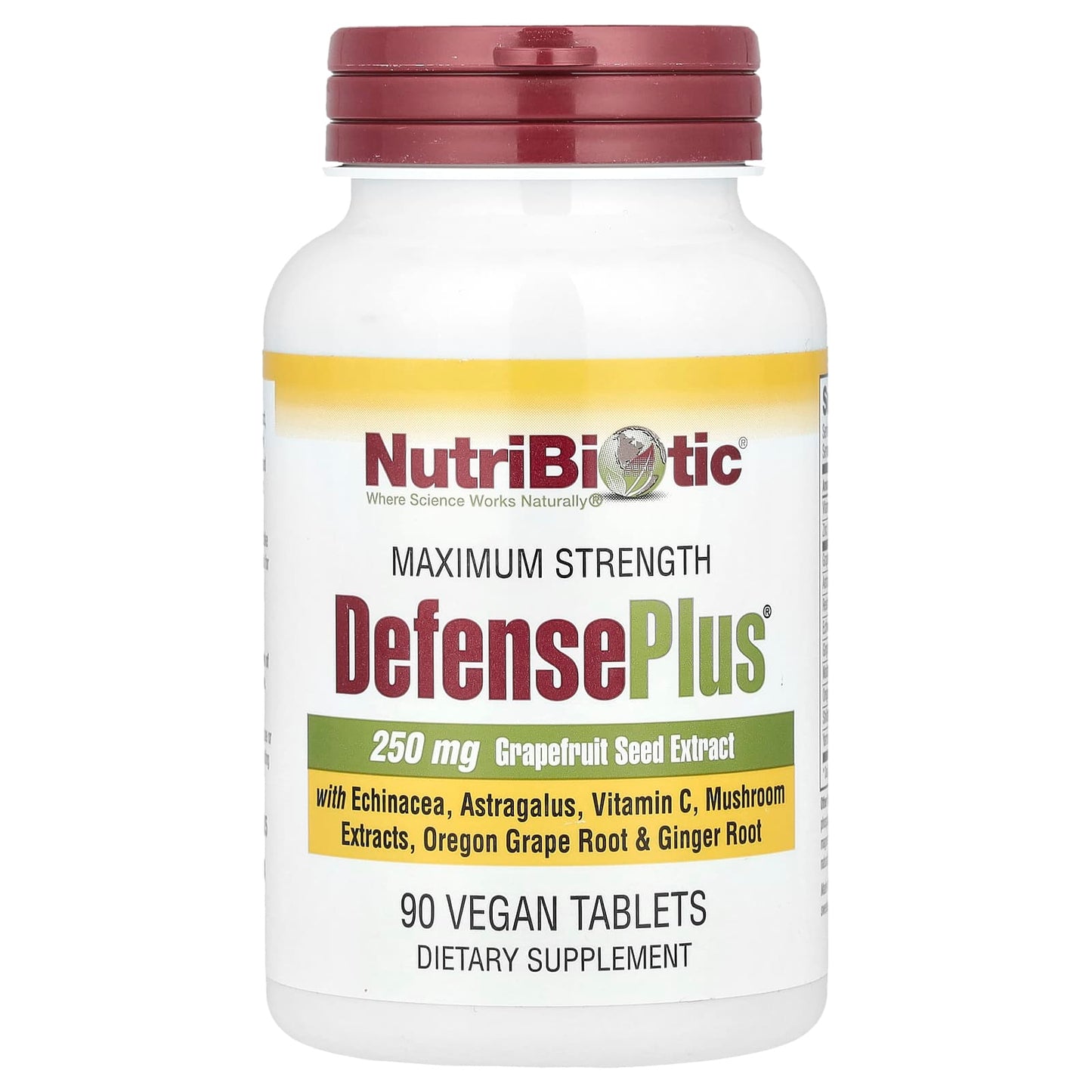 NutriBiotic, DefensePlus®, Maximum Strength, 90 Vegan Tablets - Image 1