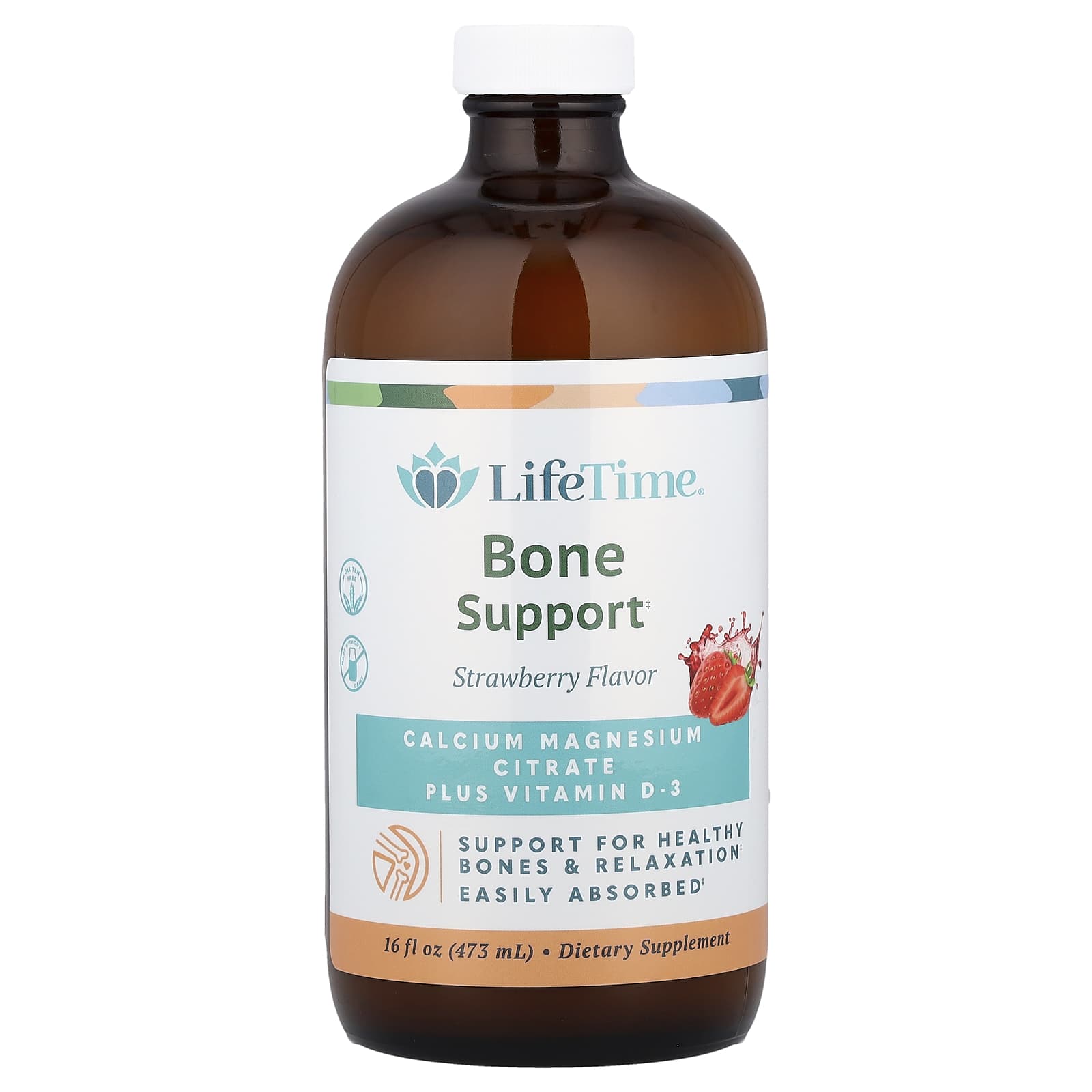 LifeTime Vitamins, Bone Support, Strawberry, 16 fl oz (473 ml) - Image 1