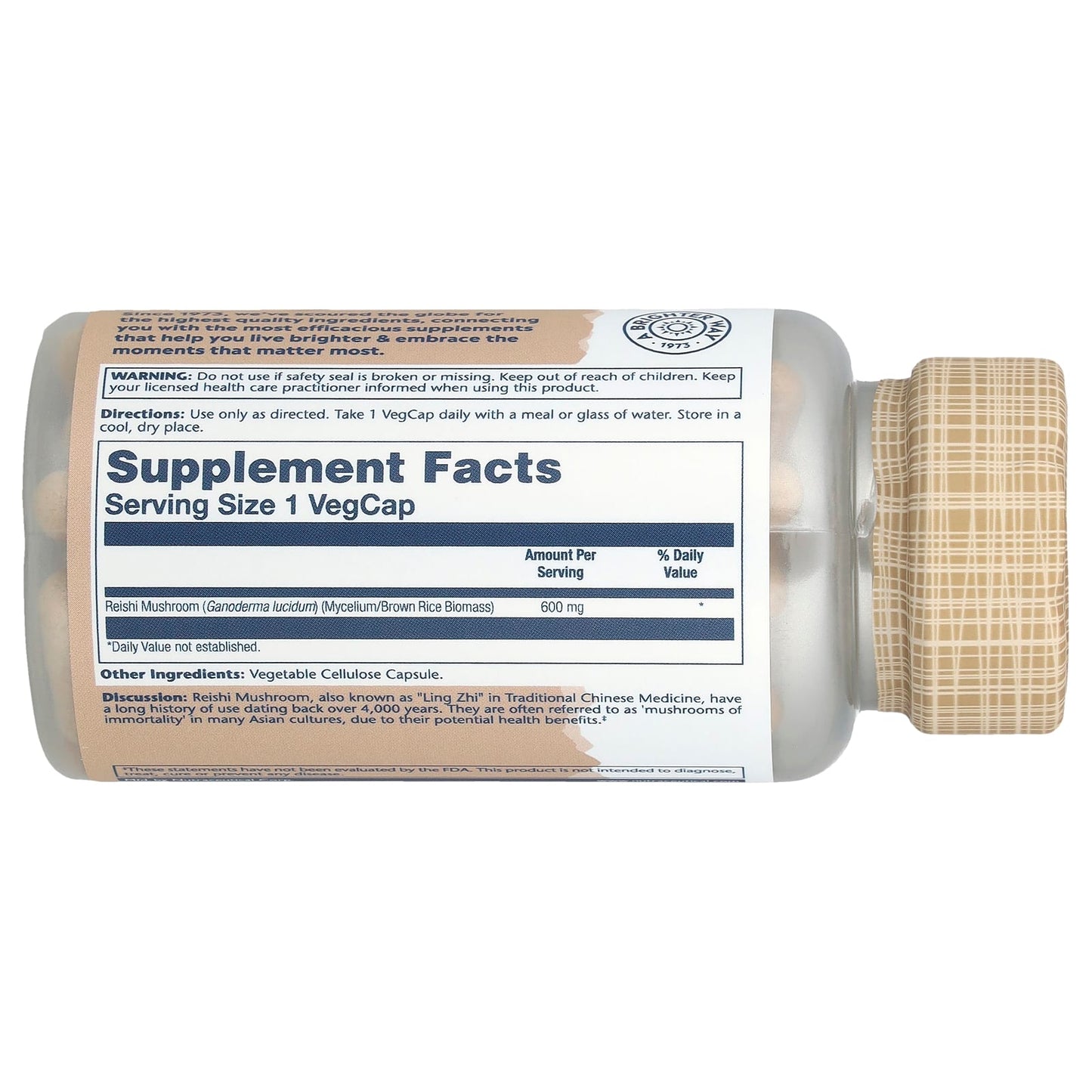 Solaray, Reishi Mushrooms, 600 mg, 100 VegCaps - Image 2