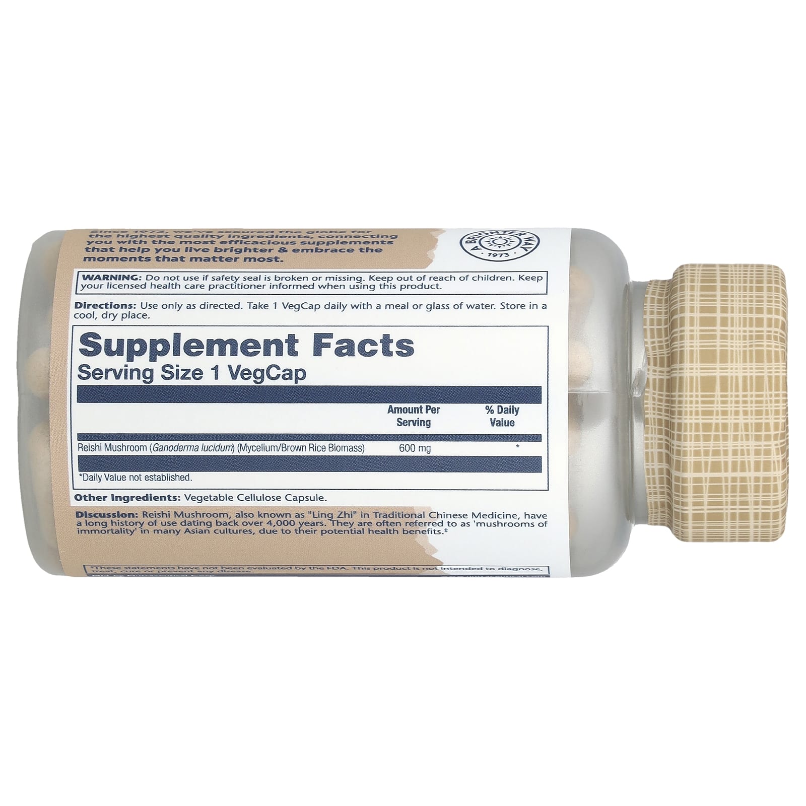 Solaray, Reishi Mushrooms, 600 mg, 100 VegCaps - Image 2
