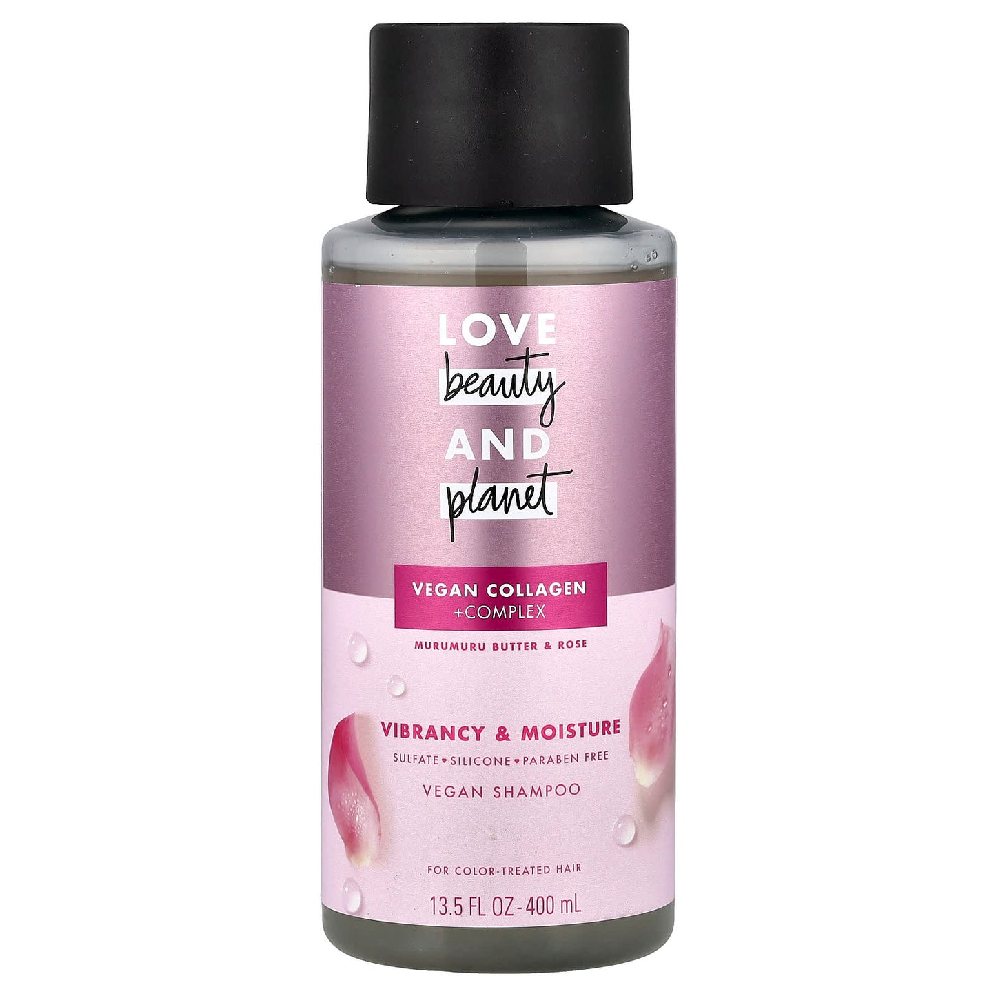 Love Beauty and Planet, Vegan Shampoo, Collagen + Complex, For Color-Treated Hair, Murumuru Butter & Rose , 13.5 fl oz (400 ml) - Image 1