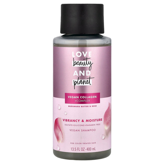 Love Beauty and Planet, Vegan Shampoo, Collagen + Complex, For Color-Treated Hair, Murumuru Butter & Rose , 13.5 fl oz (400 ml) - Image 1