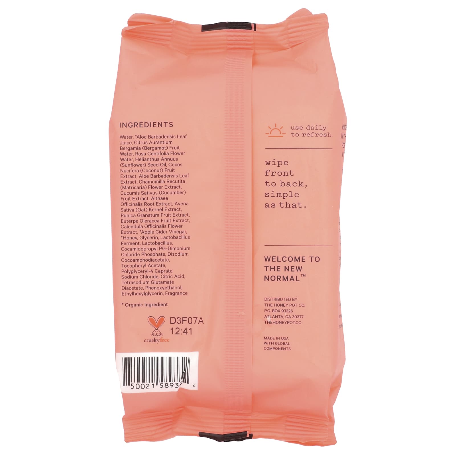 The Honey Pot Company, Bergamot Rose Wipes, 30 Count - Image 2