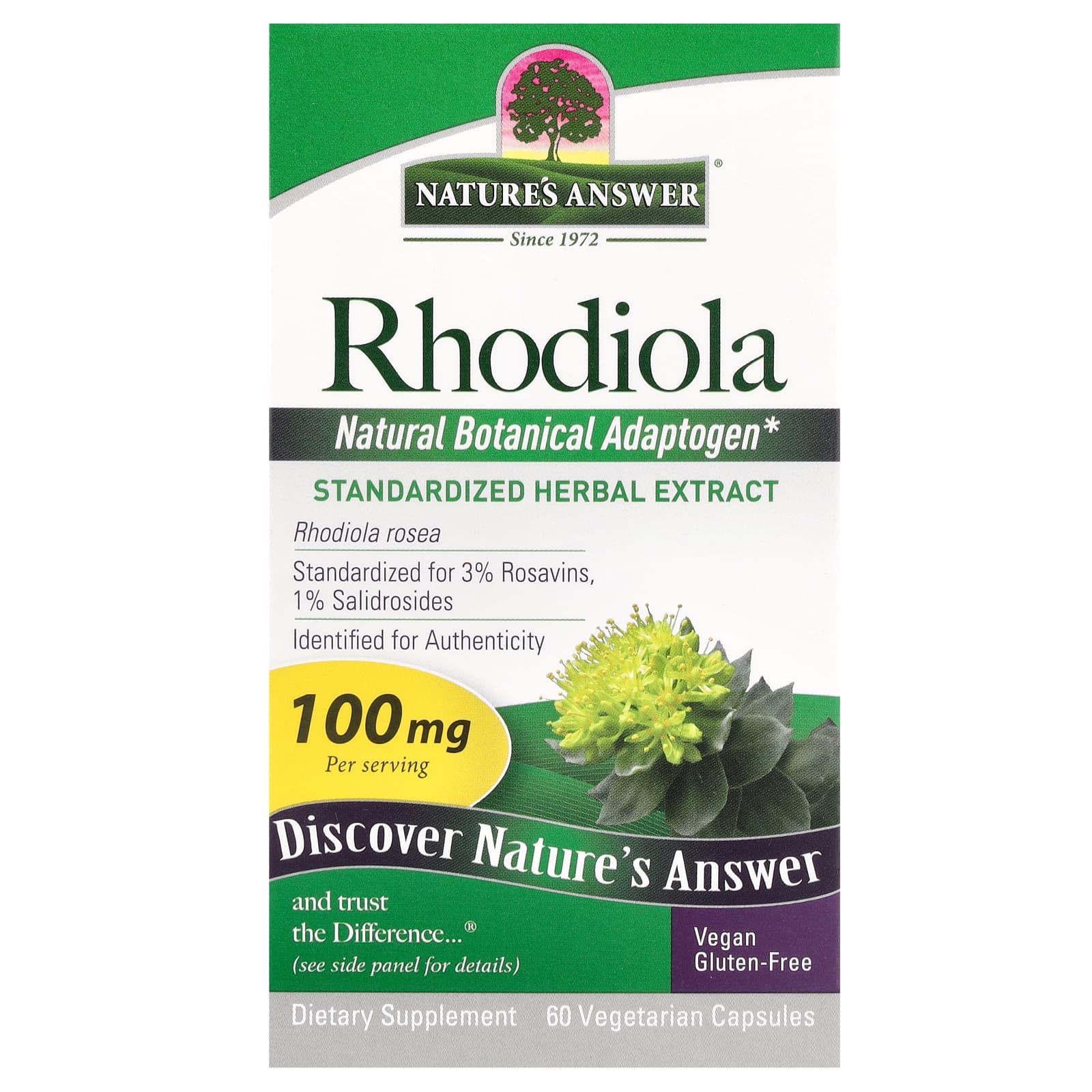 Nature's Answer, Rhodiola, 100 mg, 60 Vegetarian Capsules - Image 1