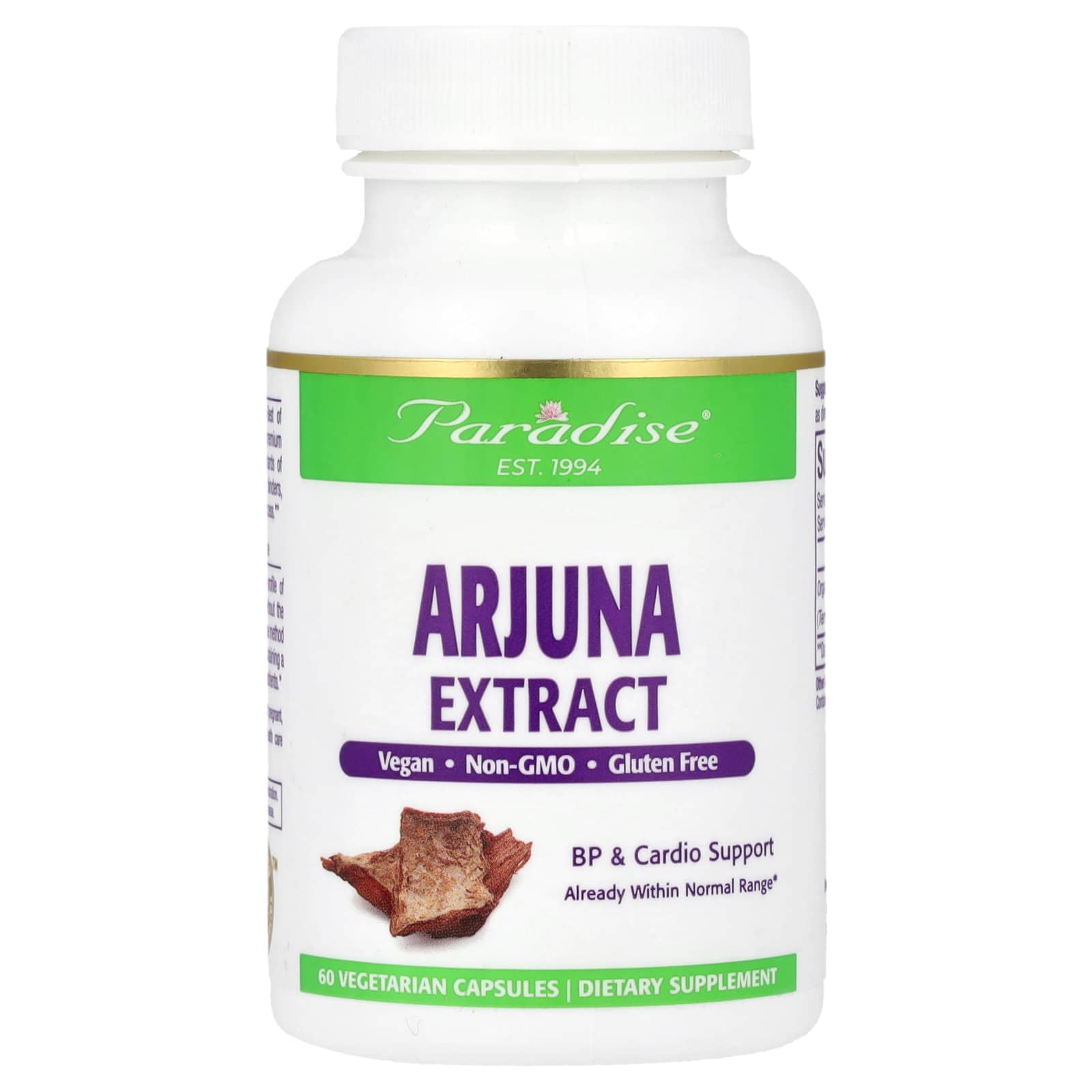 Paradise Herbs, Arjuna Extract, 60 Vegetarian Capsules (250 mg per Capsule) - Image 1