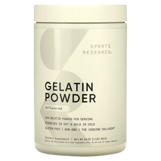 Sports Research, Gelatin Powder, Unflavored, 1 lb (454 g) - Image 1