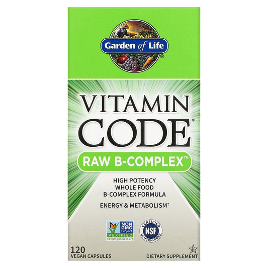 Garden of Life RAW B-Complex Vitamin Supplement, 120 Vegan Capsules - Image 1