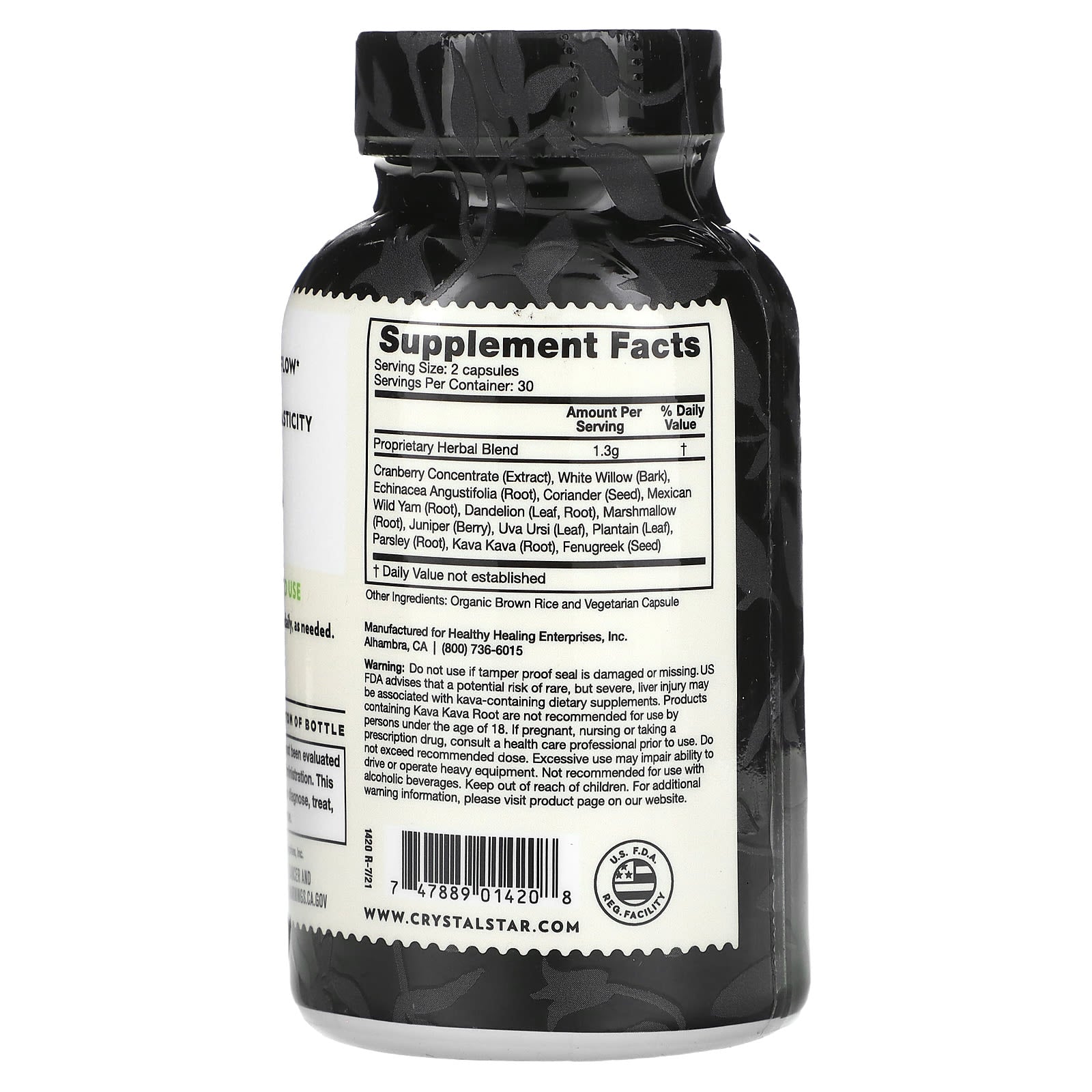 Crystal Star Bladder Support Supplement, 60 Vegetarian Capsules - Image 2