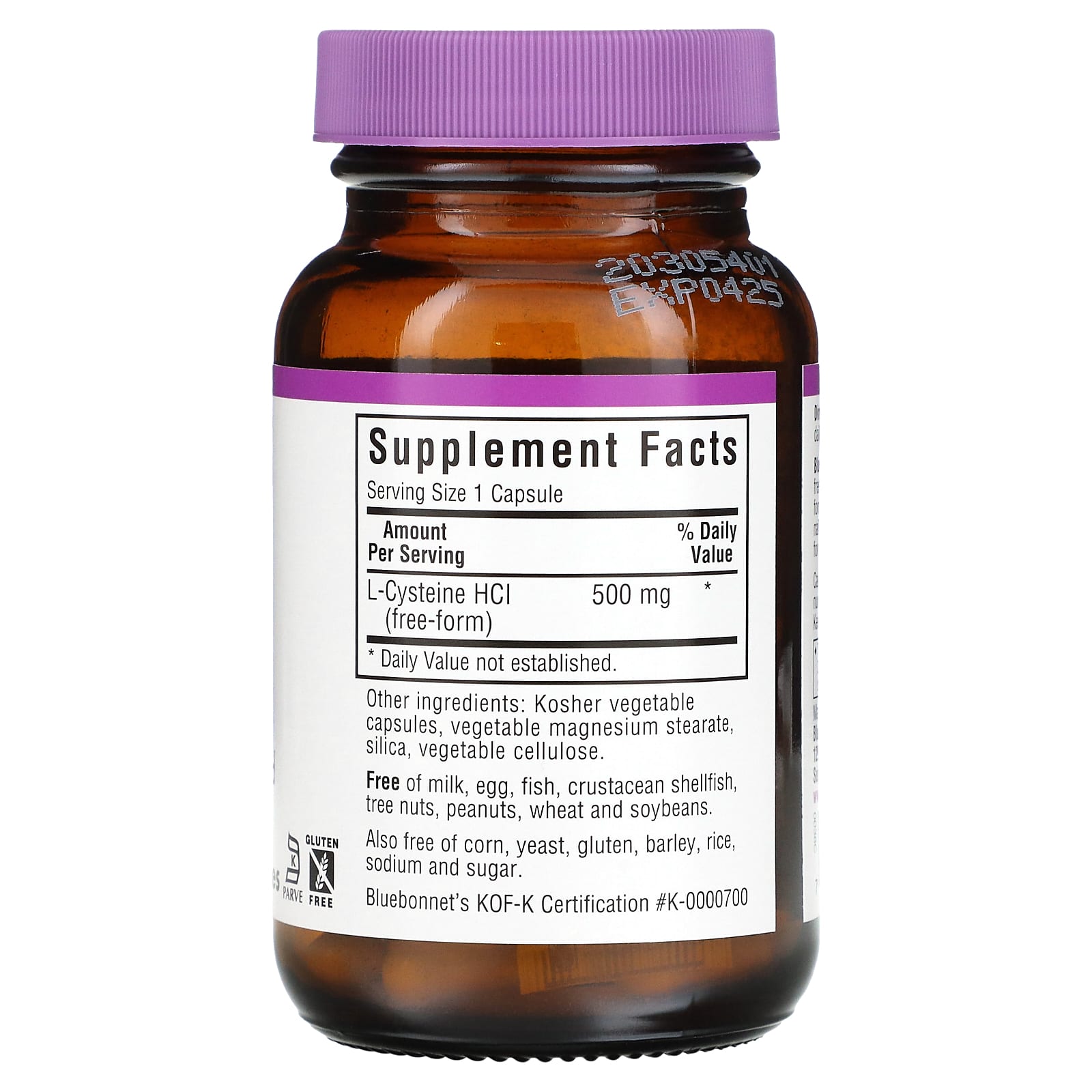 Bluebonnet Nutrition L-Cysteine 500mg Capsules - Non-GMO & Vegan - Image 2