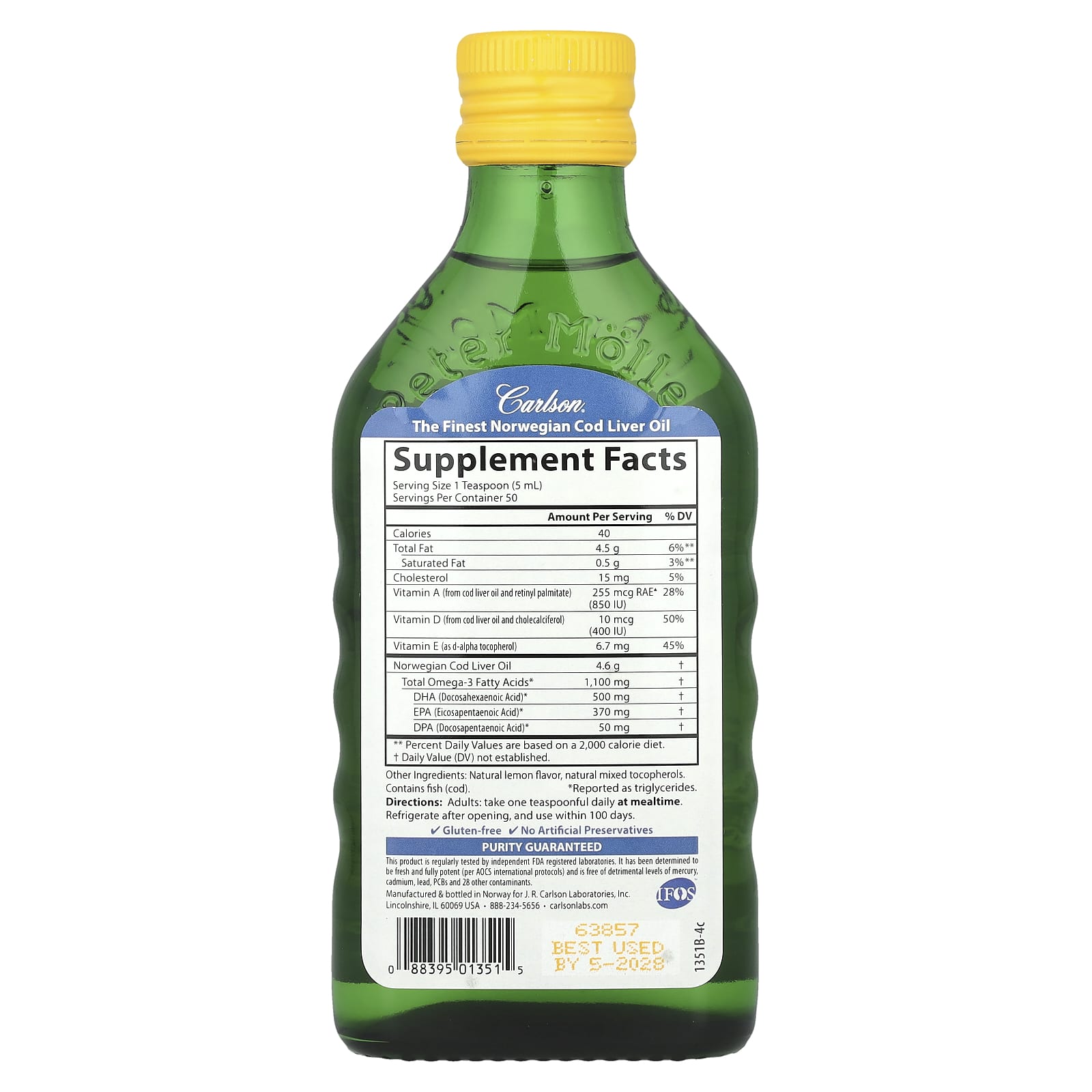 Wild Norwegian Cod Liver Oil - Natural Lemon Flavor, 8.4 fl oz - Image 2