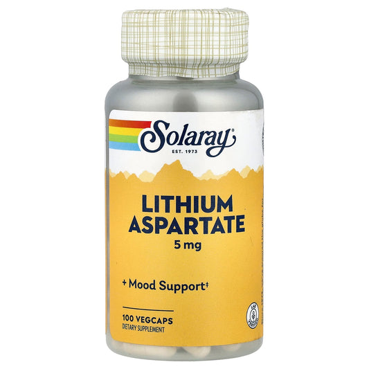 Solaray, Lithium Aspartate, 5 mg, 100 VegCaps - Image 1