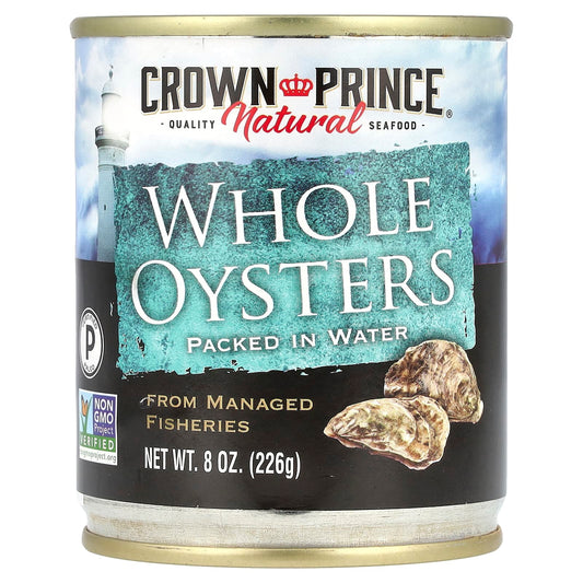 Crown Prince Natural, Whole Oysters, Packed In Water, 8 oz (226 g)