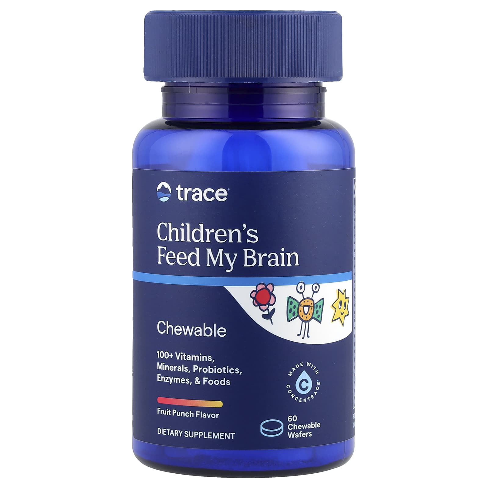 Trace, Children's Feed My Brain, Fruit Punch, 60 Chewable Wafers