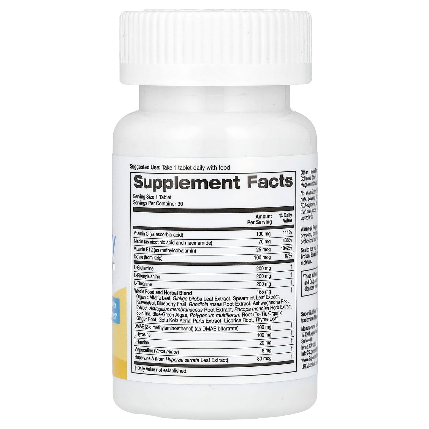 Boost Brain Power with Super Nutrition SimplyOne Think Clearly, 30 Tablets - Image 2