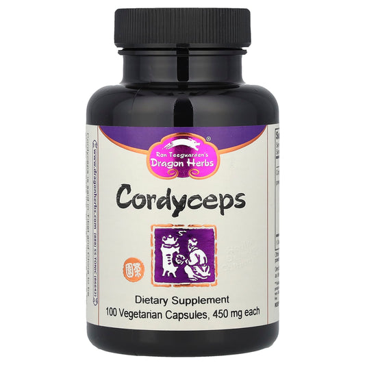 Cordyceps Supplement by Dragon Herbs - 450mg, 100 Capsules - Image 1