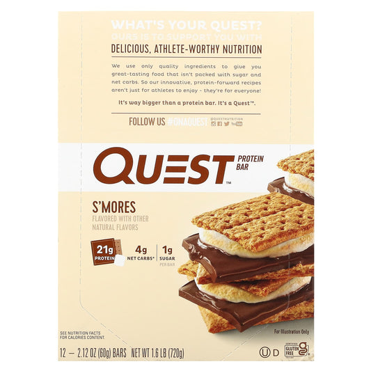 Quest Nutrition, Protein Bar, S'mores, 12 Bars, 2.12 (60 g) Each - Image 1