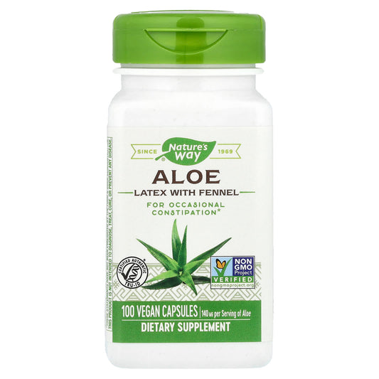 Nature's Way, Aloe Latex with Fennel, 100 Vegan Capsules - Image 1