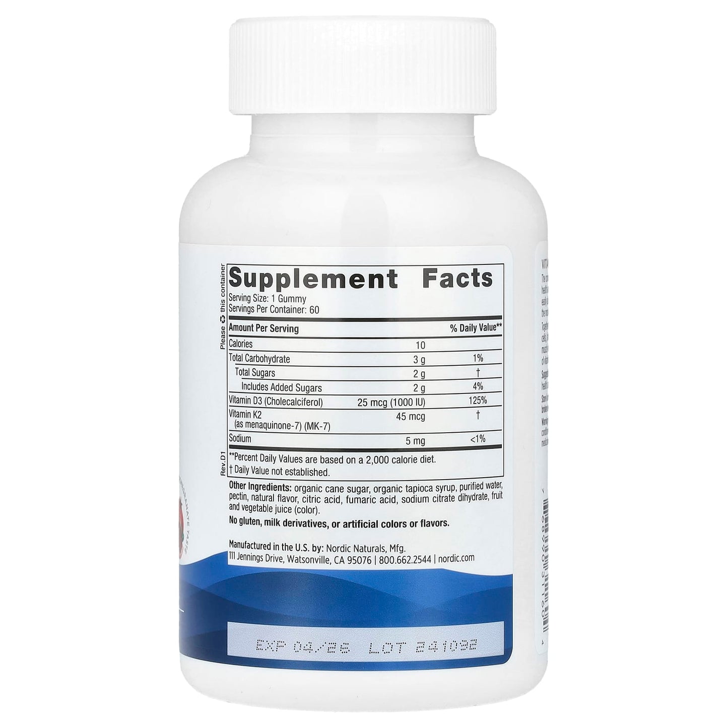 Nordic Naturals, Vitamin D3 + K2 Gummies, Pomegranate, 60 Gummies - Image 2