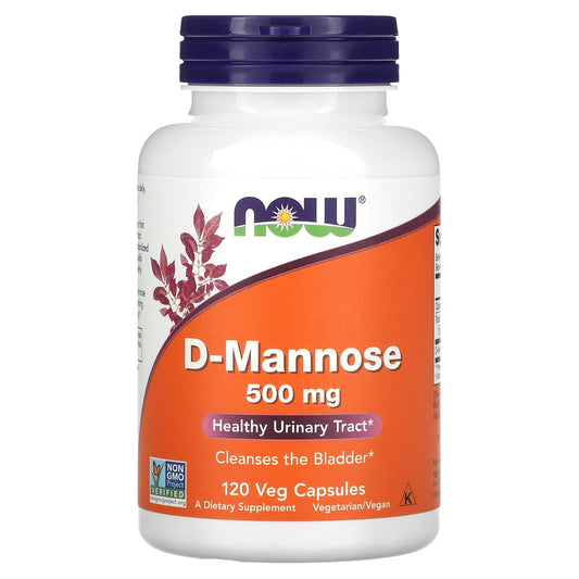 NOW Foods, D-Mannose, 500 mg, 120 Veg Capsules - Image 1