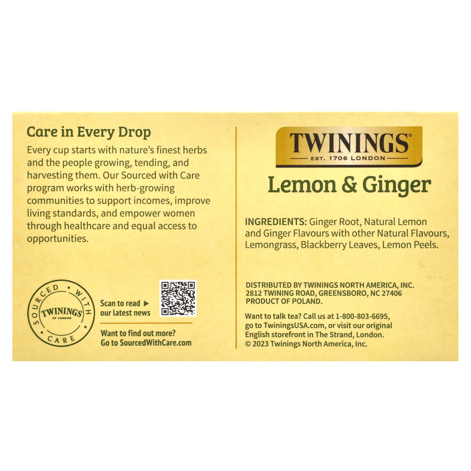 Twinings, Flavored Herbal Tea, Lemon & Ginger, Caffeine Free, 50 Tea Bags, 2.65 oz (75 g) - Image 2
