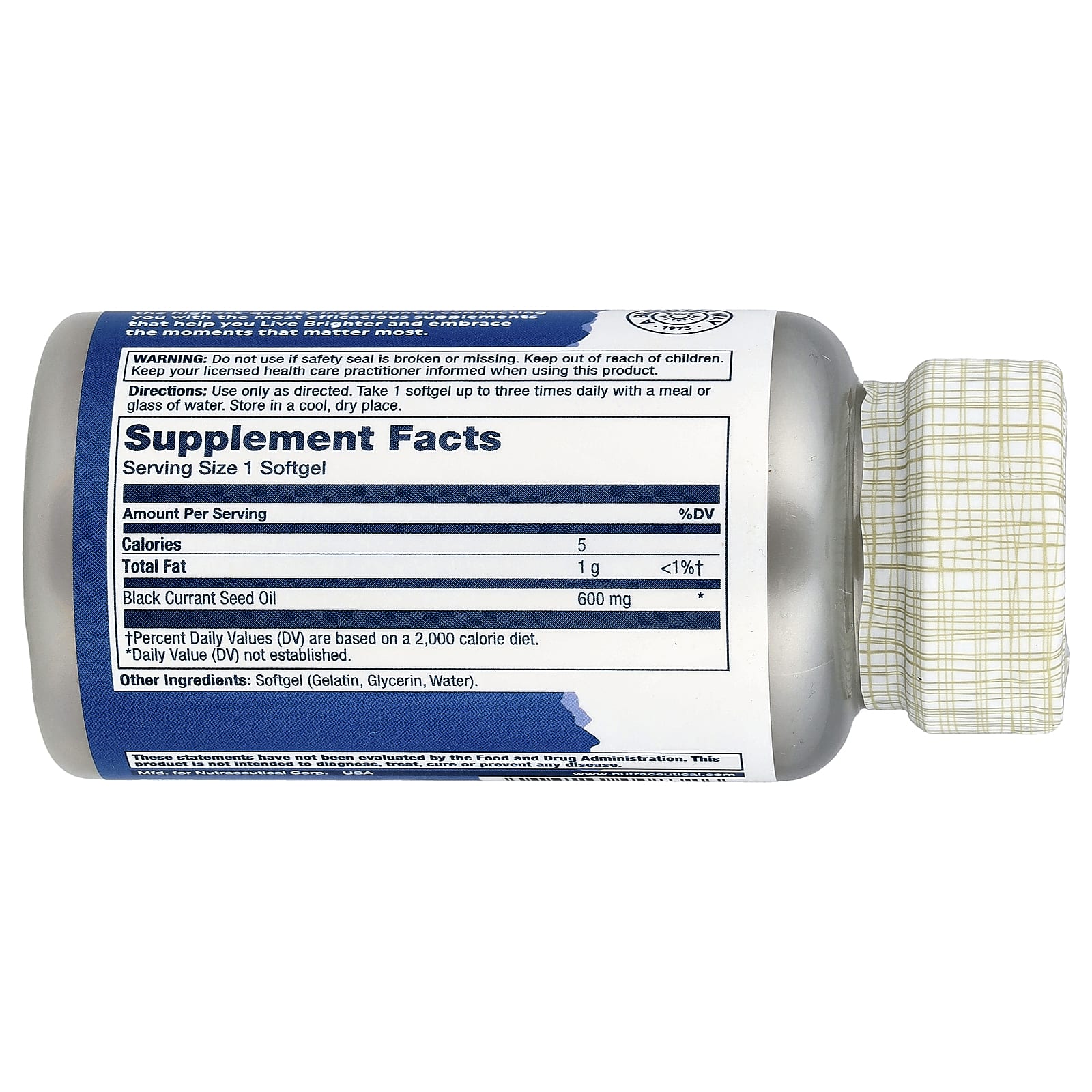 Solaray, Black Currant Seed Oil, 600 mg, 90 Softgels - Image 2