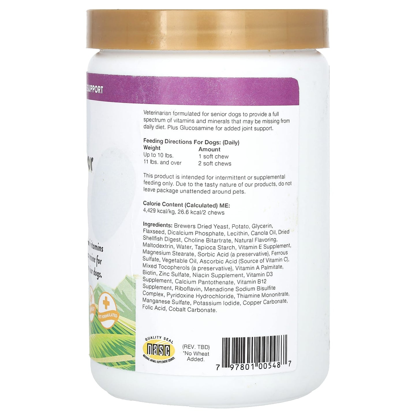 NaturVet, VitaPet Senior, Daily Vitamins + Glucosamine, For Dogs, 120 Soft Chews, 12.6 oz (360 g) - Image 2