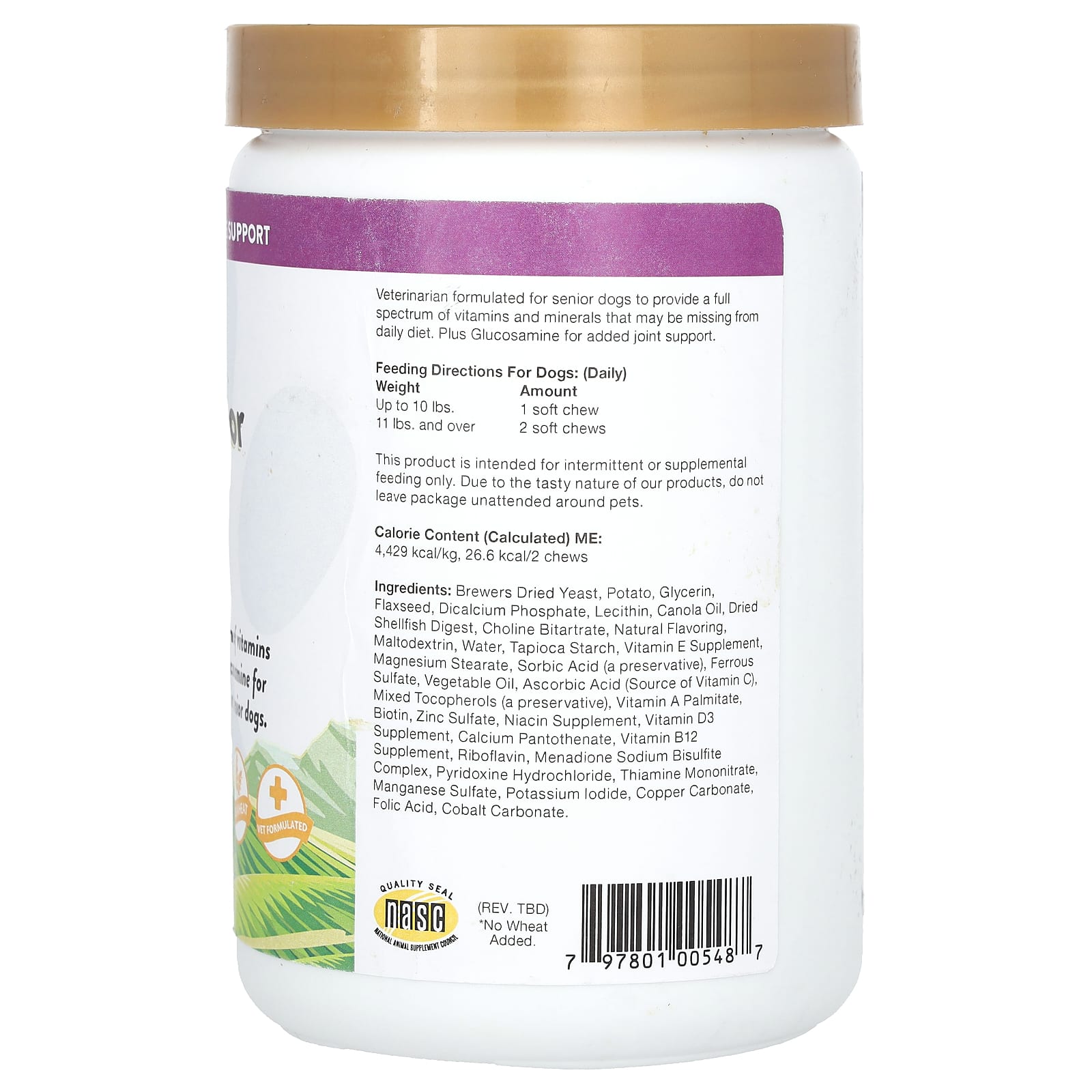 NaturVet, VitaPet Senior, Daily Vitamins + Glucosamine, For Dogs, 120 Soft Chews, 12.6 oz (360 g) - Image 2