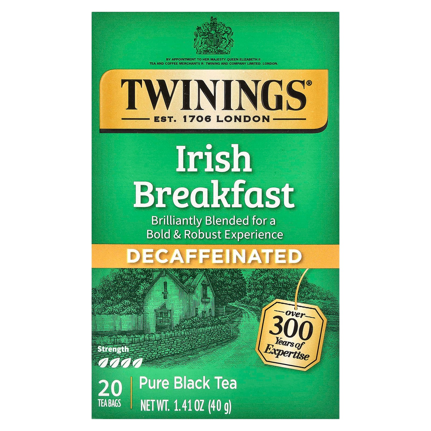 Twinings, Pure Black Tea, Irish Breakfast, Decaffeinated, 20 Tea Bags, 1.41 oz (40 g) - Image 1