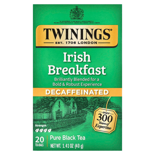 Twinings, Pure Black Tea, Irish Breakfast, Decaffeinated, 20 Tea Bags, 1.41 oz (40 g) - Image 1