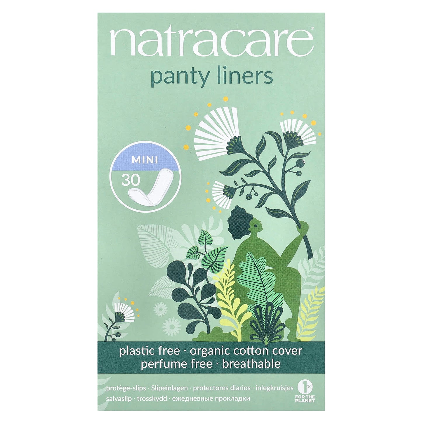 Natracare, Panty Liners, Organic Cotton Cover, Mini, 30 Liners - Image 1
