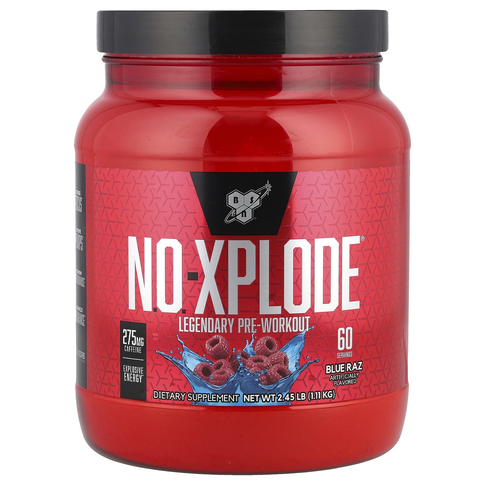 BSN N.O.-Xplode Blue Raz Pre Workout Powder - 2.45lb - Image 1