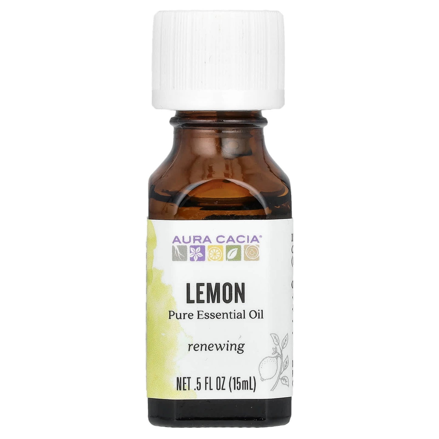 Aura Cacia Pure Lemon Essential Oil 0.5 fl oz (15 ml) - Image 1
