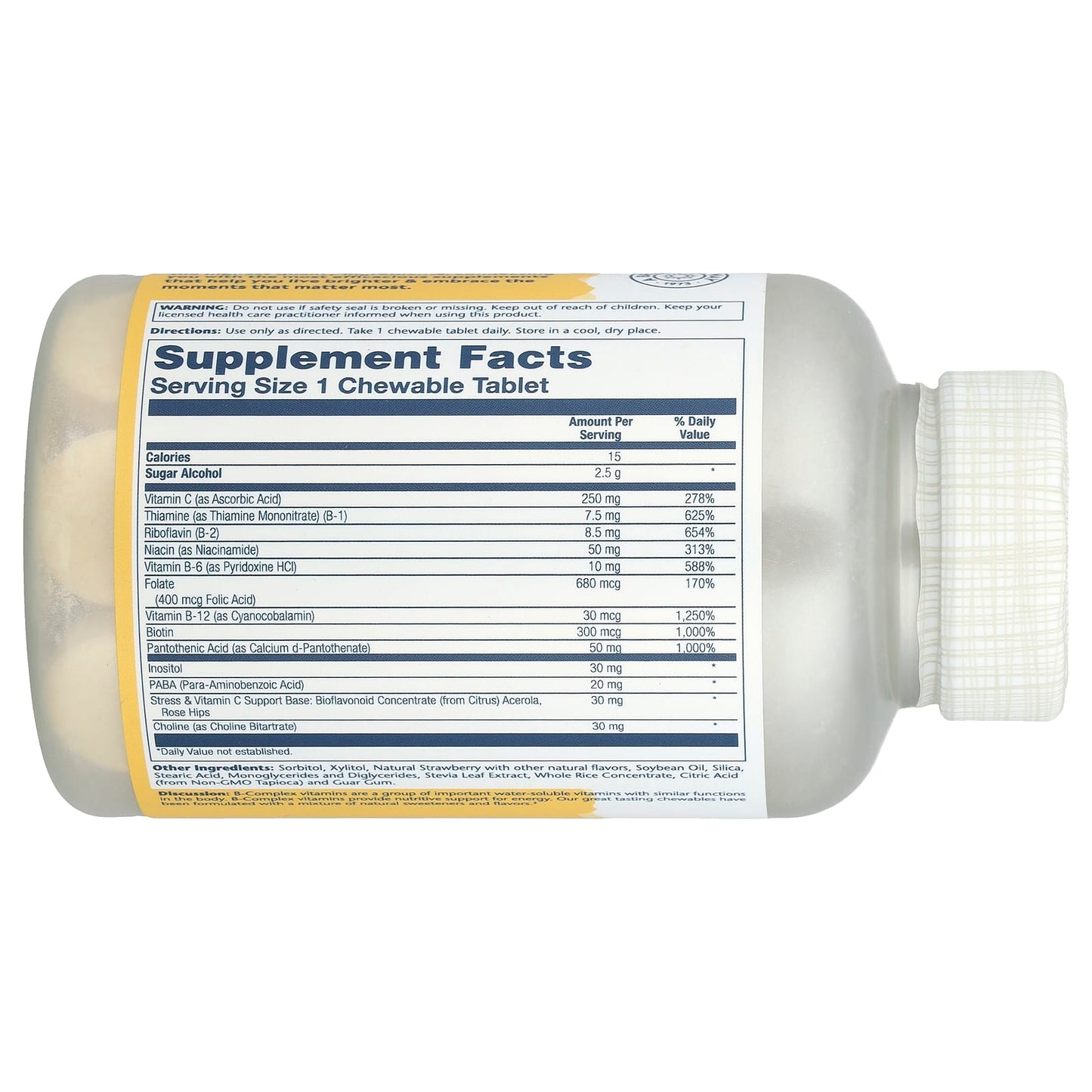 Solaray, High Potency Vitamin B-Complex Chewables, Natural Strawberry, 50 Tablets - Image 2