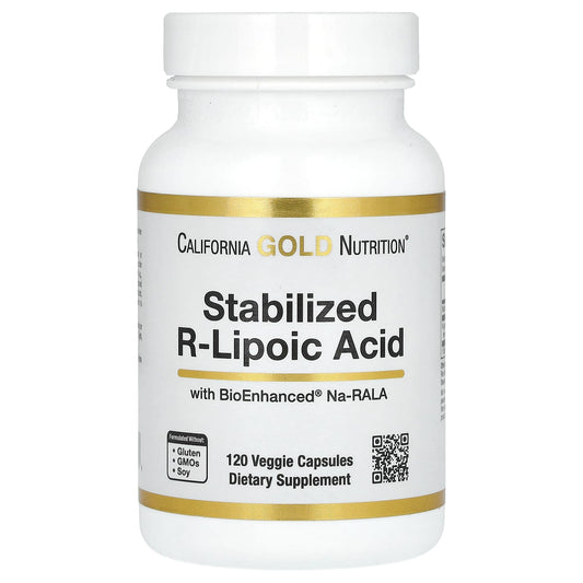 California Gold Nutrition Stabilized R-Lipoic Acid with Bio-Enhanced Na-RALA & Biotin - 120 Veggie Capsules - Image 1