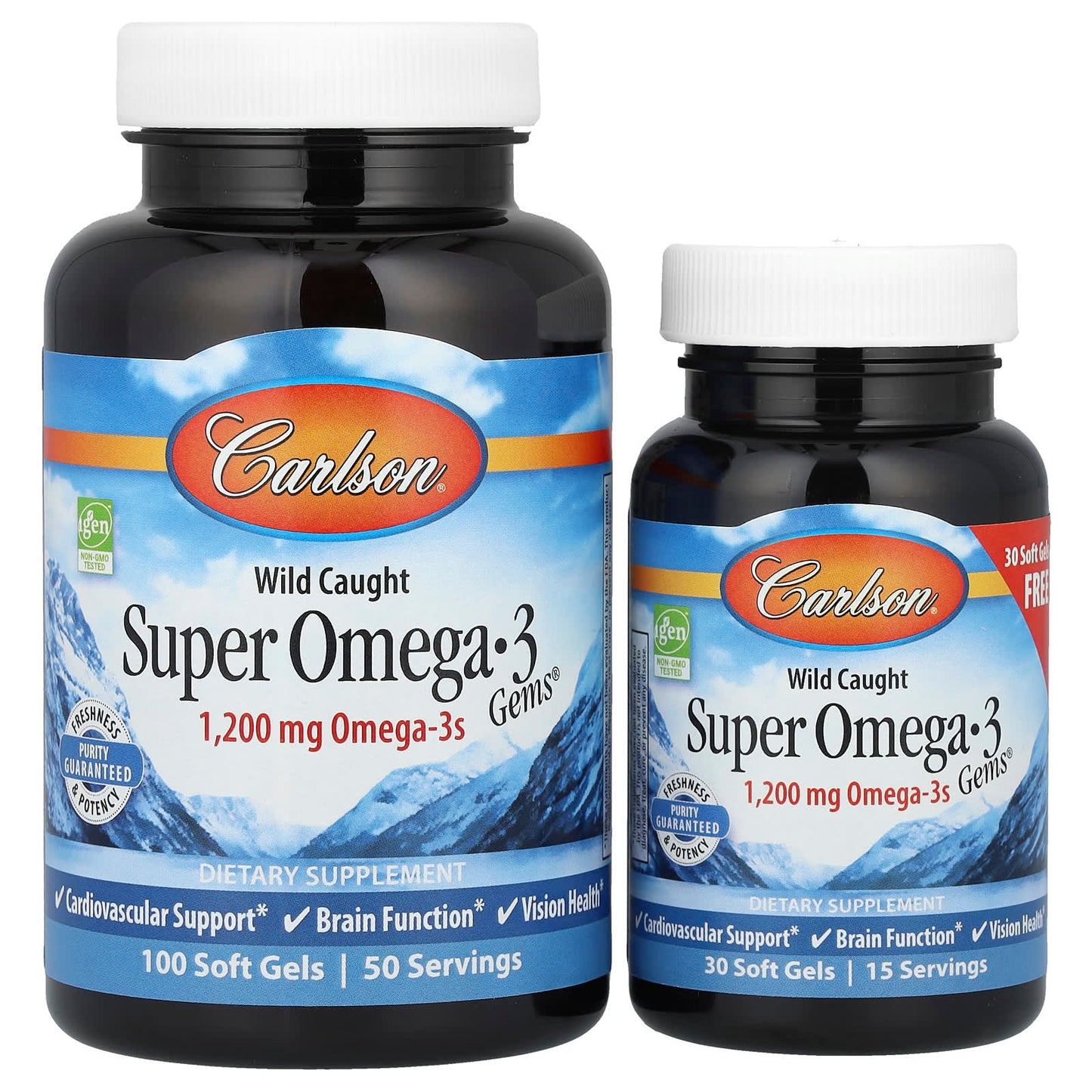 Carlson, Wild Caught Super Omega-3 Gems®, 50 + 15 Soft Gels (600 mg per Soft Gel)