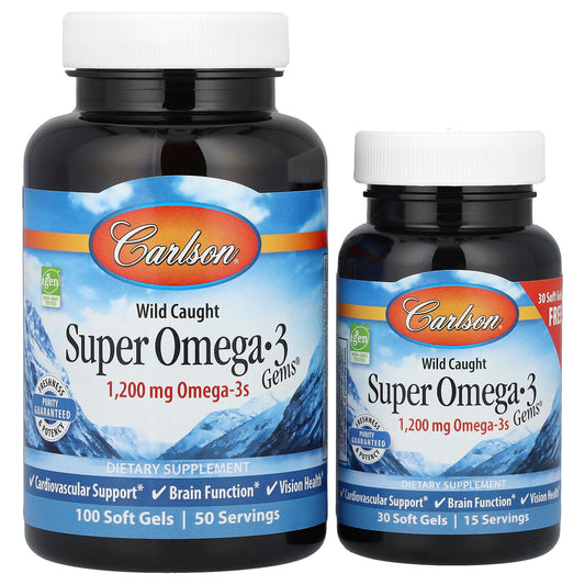 Carlson, Wild Caught Super Omega-3 Gems®, 50 + 15 Soft Gels (600 mg per Soft Gel)
