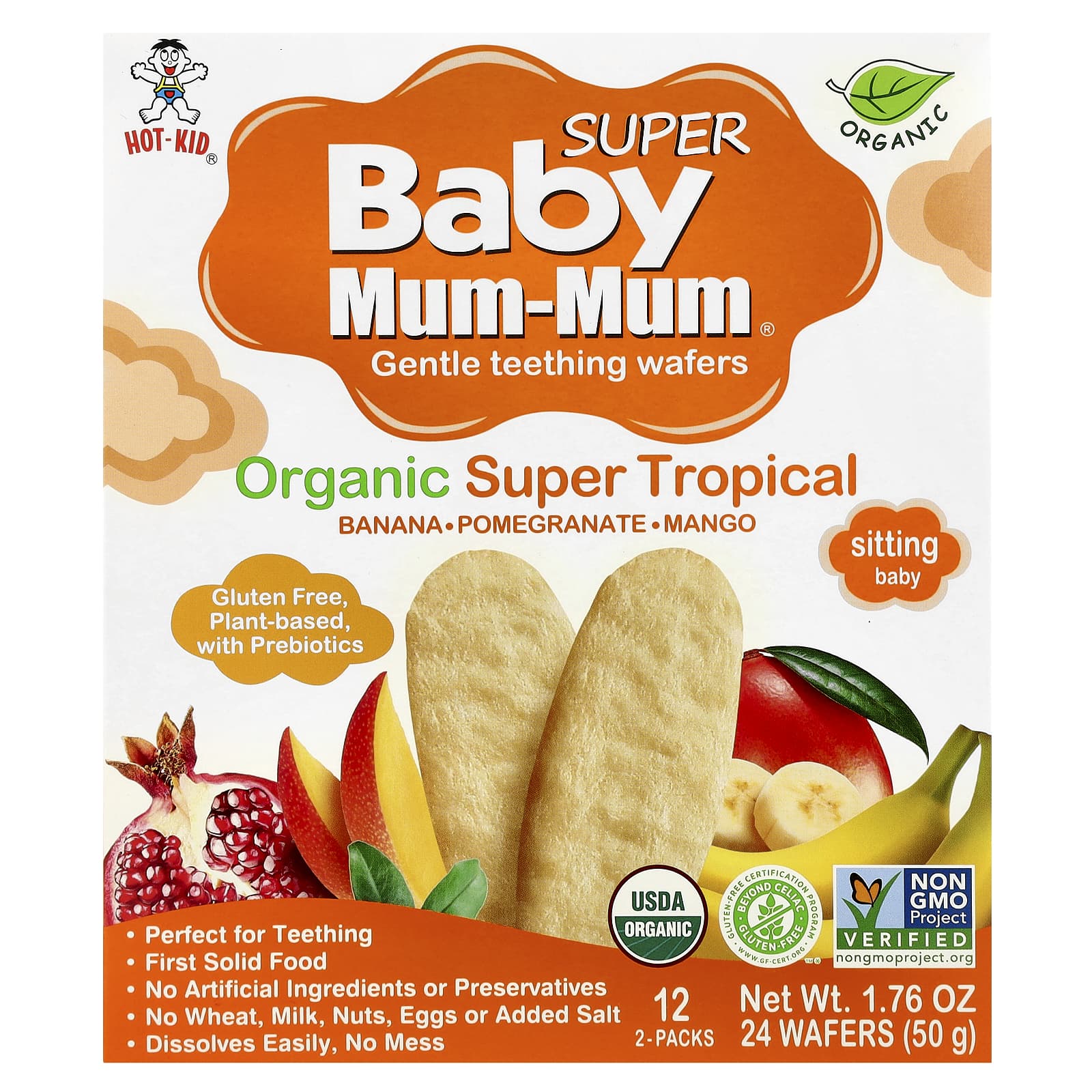 Organic Super Tropical Teething Wafers for Toddlers by Hot Kid - Image 1