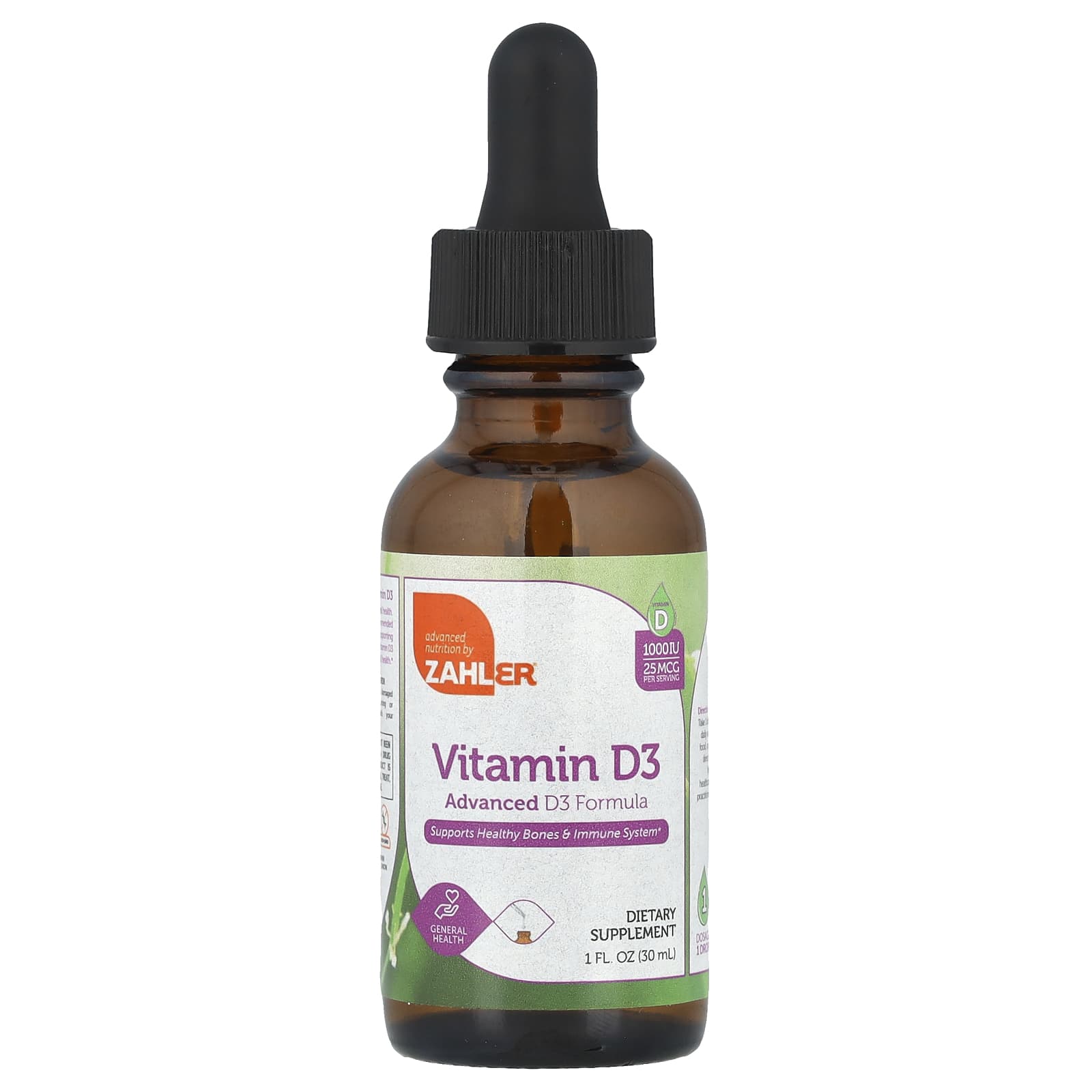 Zahler, Vitamin D3, Advanced D3 Formula, 25 mcg (1,000 IU), 1 fl oz (30 ml) - Image 1