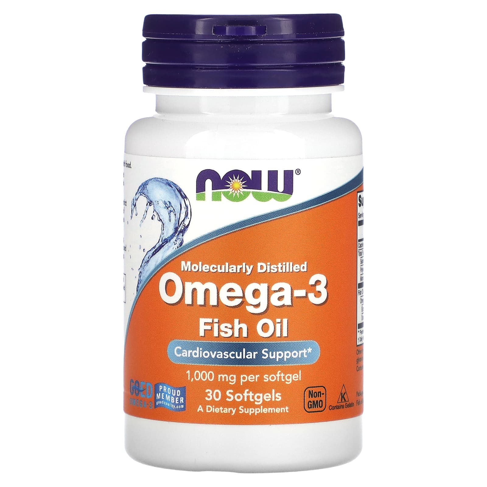NOW Foods, Omega-3 Fish Oil, 1000 mg, 30 Softgels - Image 1