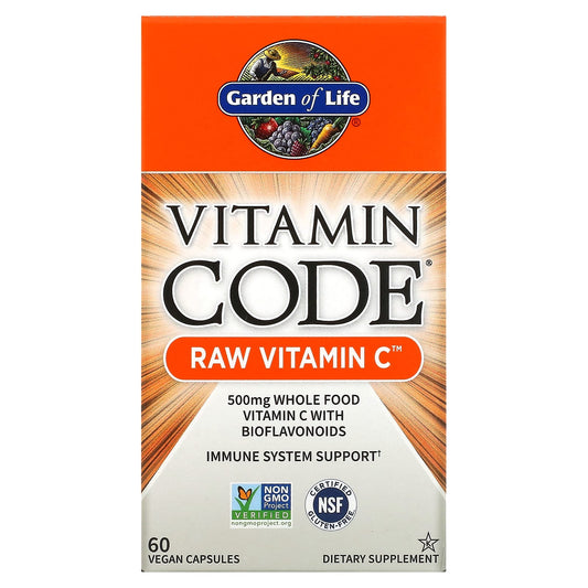 Garden of Life RAW Vitamin C - Immune System Support, Vegan, 60 Capsules - Image 1