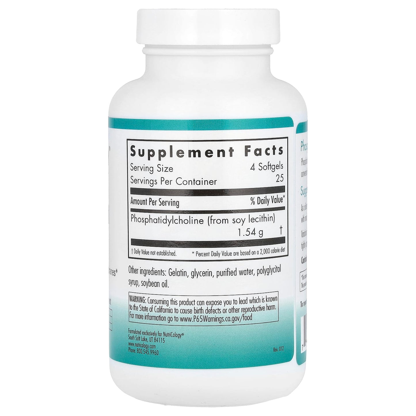 Nutricology, Phosphatidyl Choline, 100 Softgels (0.385 g Per Softgel)
